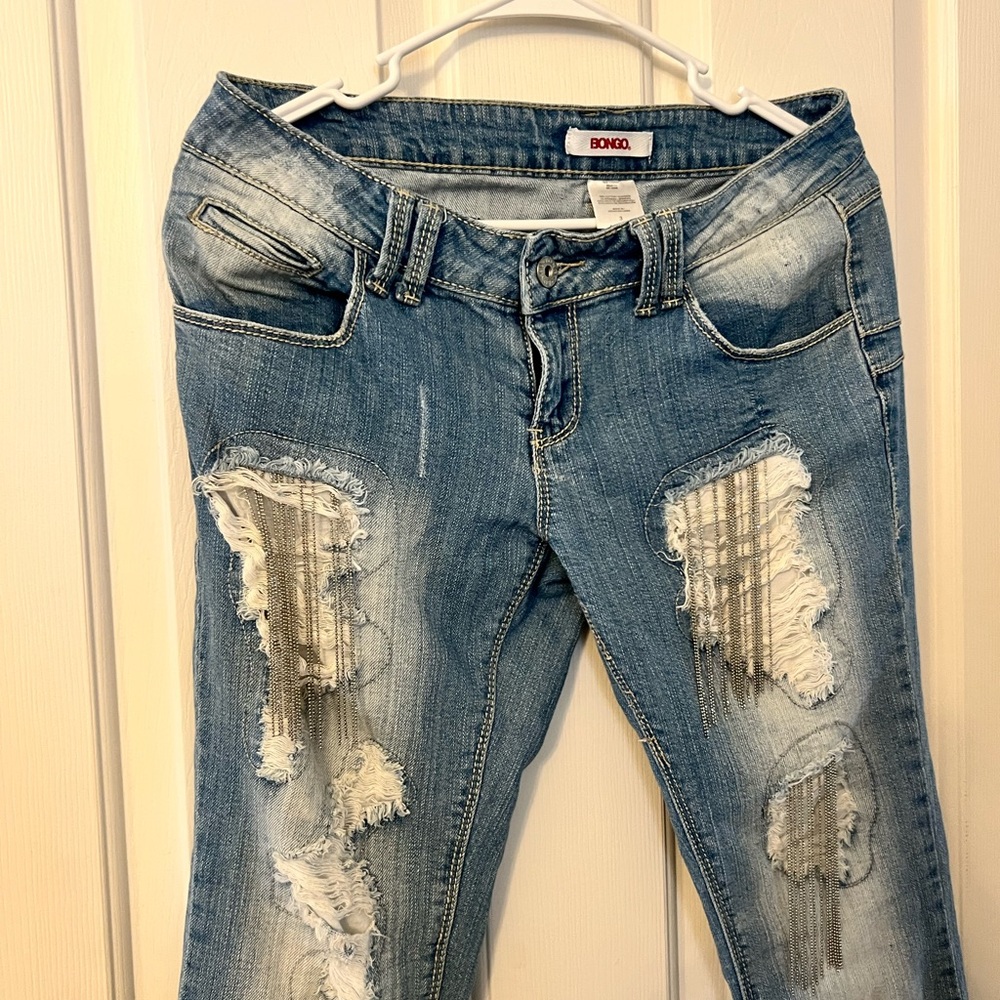BONGO Blue Skinny Distressed Jeans